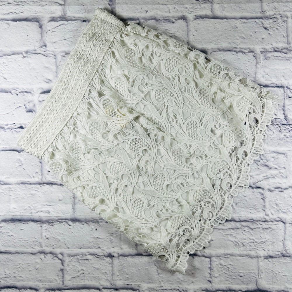 Blu Pepper Vintage White Lace Mini Skirt Smocked Waist BA3540 Womens Size S NWT